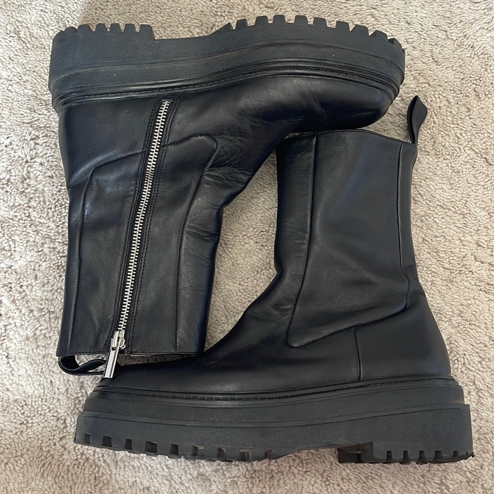 Zara Platform Lug Sole Flat Boots